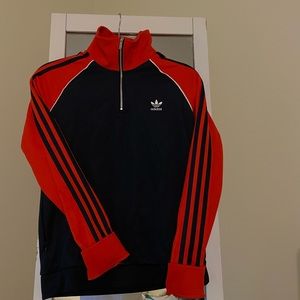 Adidas Red, Navy, and White 1/4 zip pullover